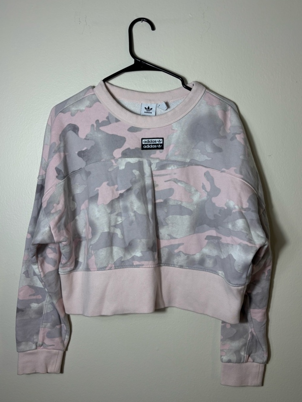 Camouflage Adidas Crop Top Sweatshirt Sz M Womens